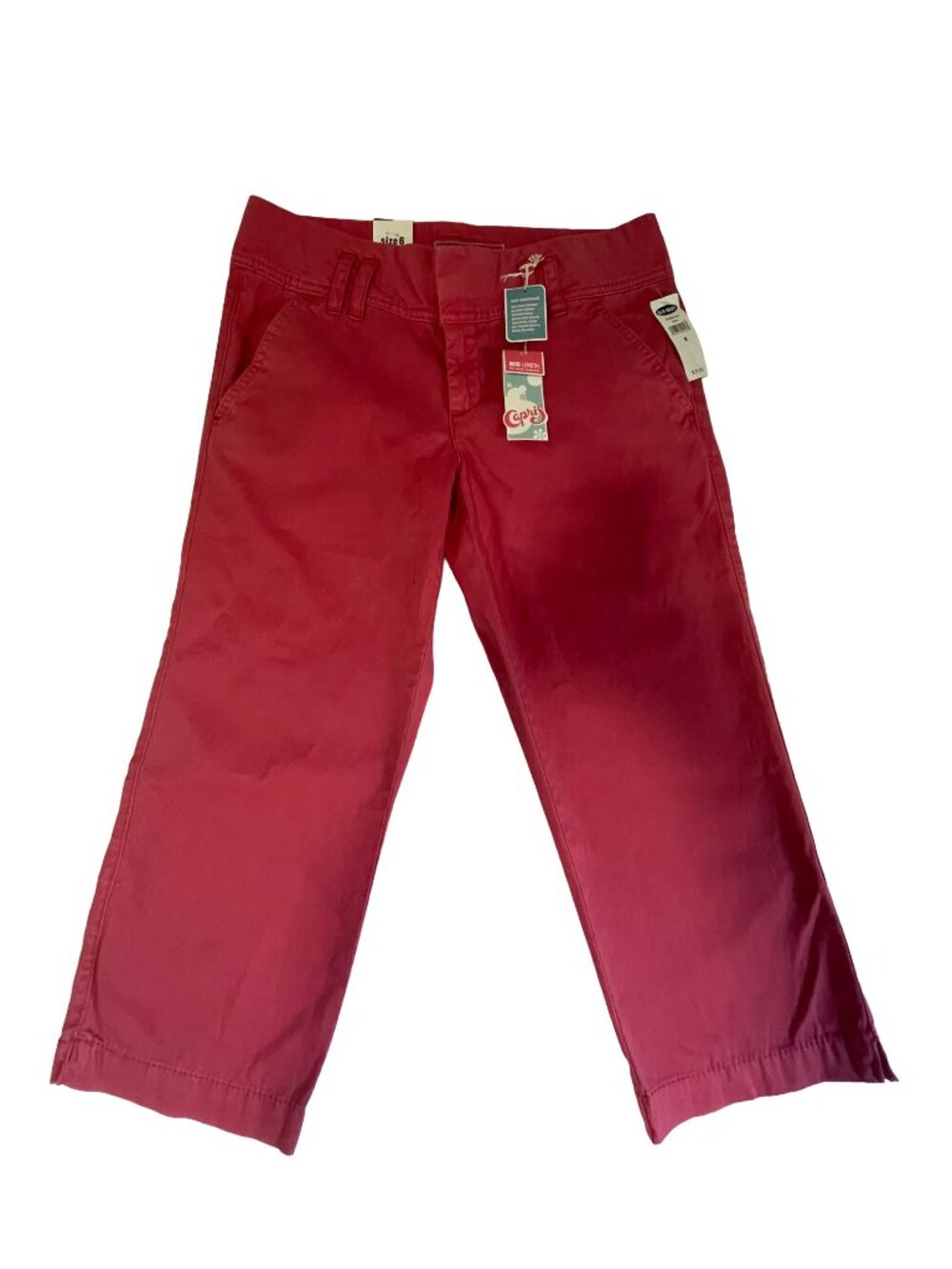 Old Navy NWT Pink Coral Capri Pants Size 6 Low Waist Cotton
